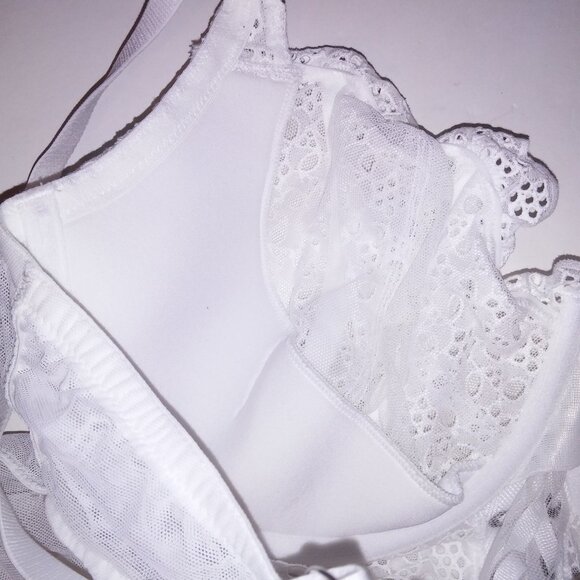 Victoria Secret Lingerie Teddy One Piece Bodysuit White Eyelet Sheer Thong Back - Picture 16 of 16